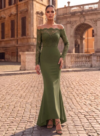 Off-The-Shoulder Long Sleeve Mermaid Evening Gowns