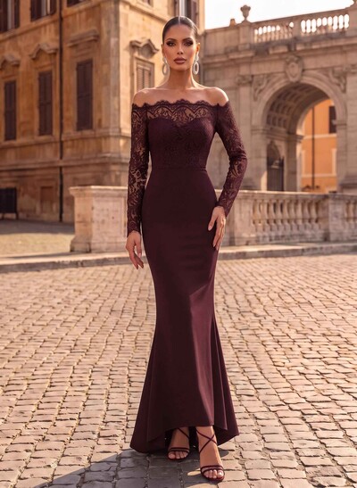 Off-The-Shoulder Long Sleeve Mermaid Evening Gowns