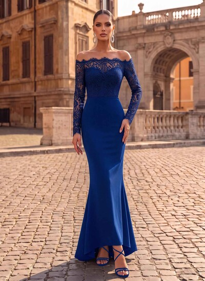 Off-The-Shoulder Long Sleeve Mermaid Evening Gowns