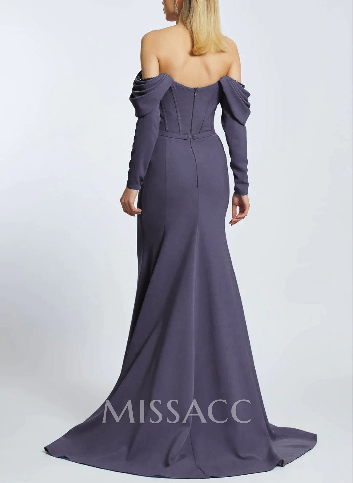 Off-The-Shoulder Long Sleeves Mermaid Evening Dresses With Beading