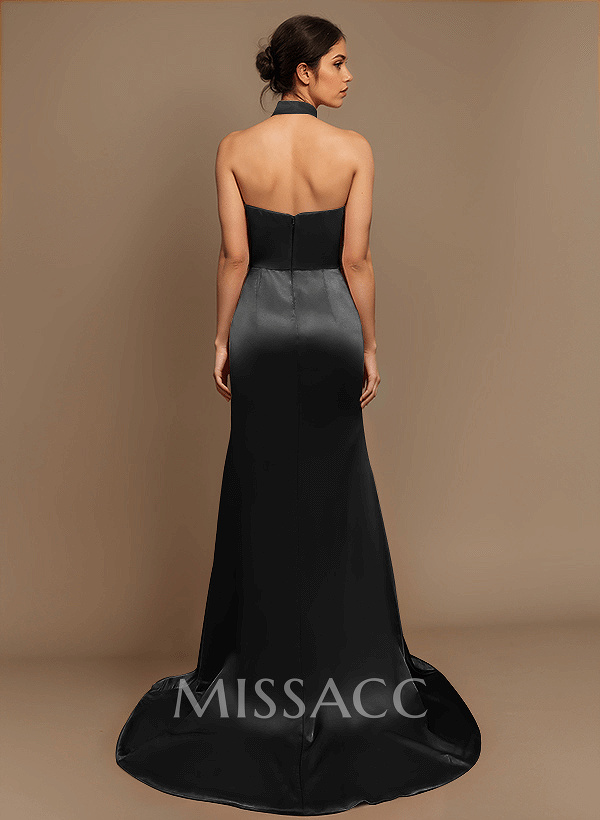 Sheath/Column Halter Charmeuse Evening Dress With High Split Sheath/Column Halter Charmeuse Evening Dress With High Split