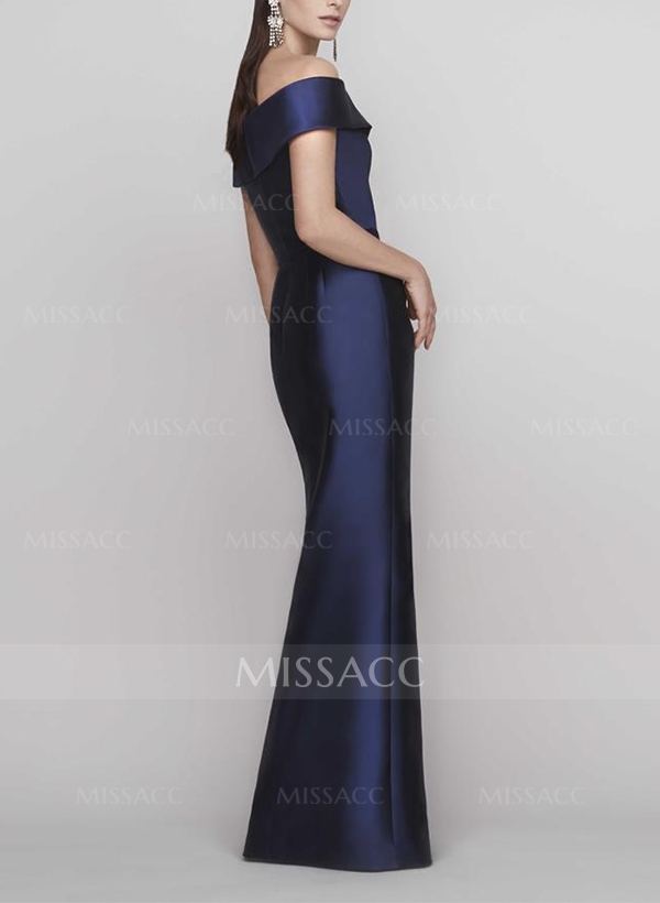 Sheath/Column Off-The-Shoulder Satin Evening Dresses With Split Front