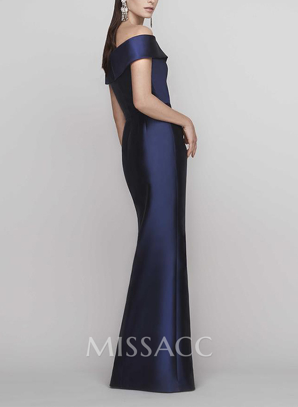 Sheath/Column Off-The-Shoulder Satin Evening Dresses With Split Front