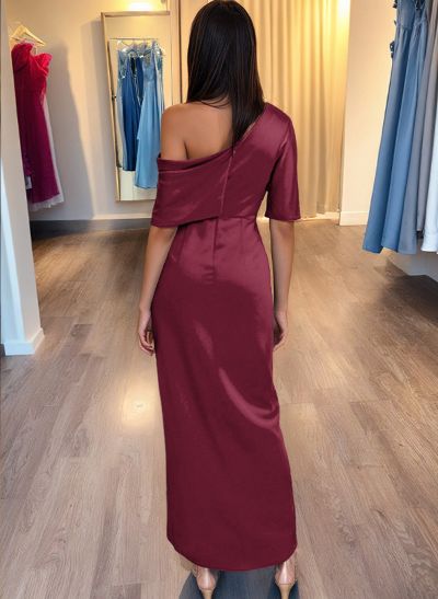 Sheath/Column One-Shoulder Satin Evening Dresses With Ruffle Sheath/Column One-Shoulder Satin Evening Dresses With Ruffle