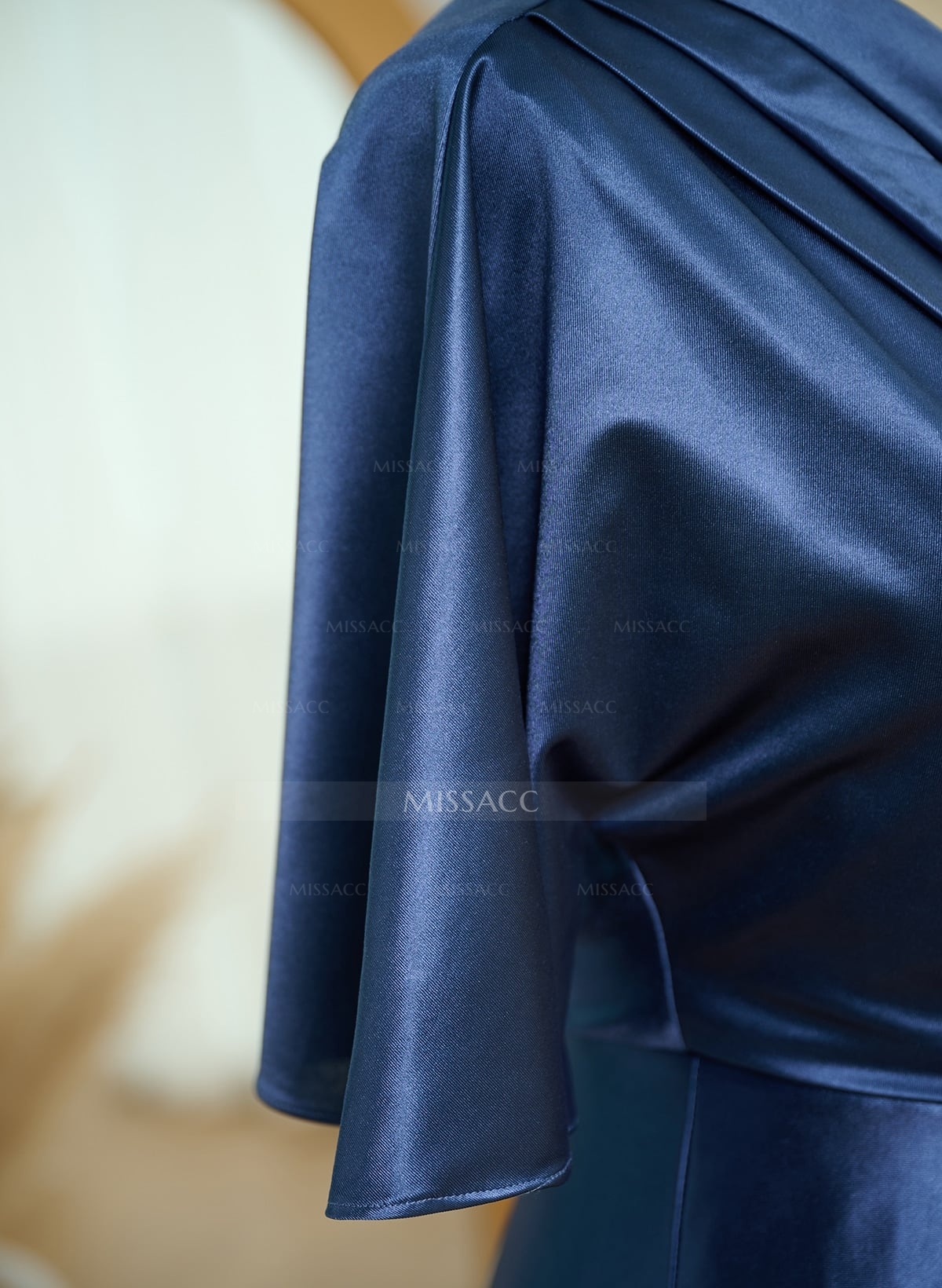 Sheath/Column One-Shoulder Stretch Satin Knit Evening Dresses With Ruffle