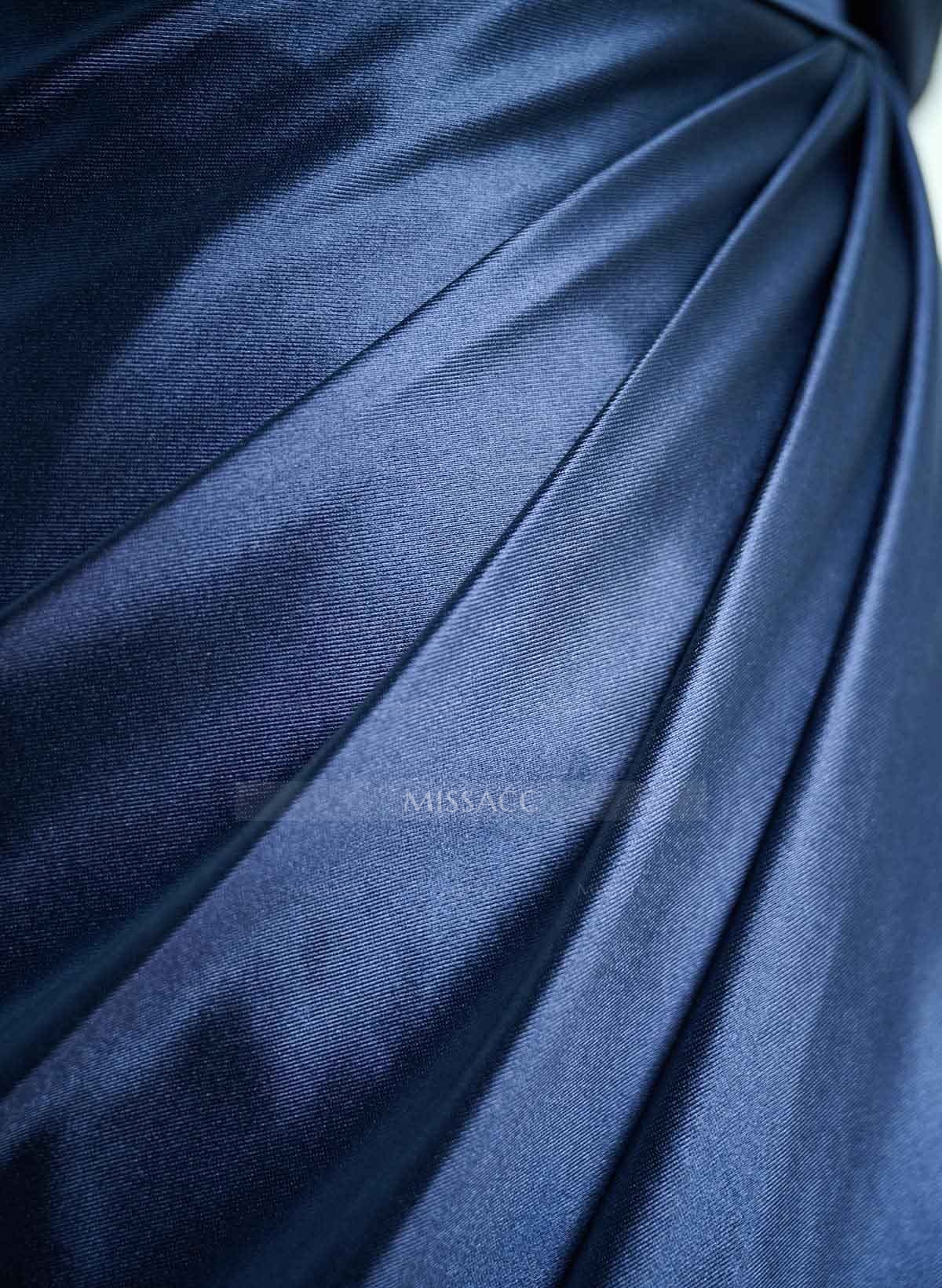 Sheath/Column One-Shoulder Stretch Satin Knit Evening Dresses With Ruffle