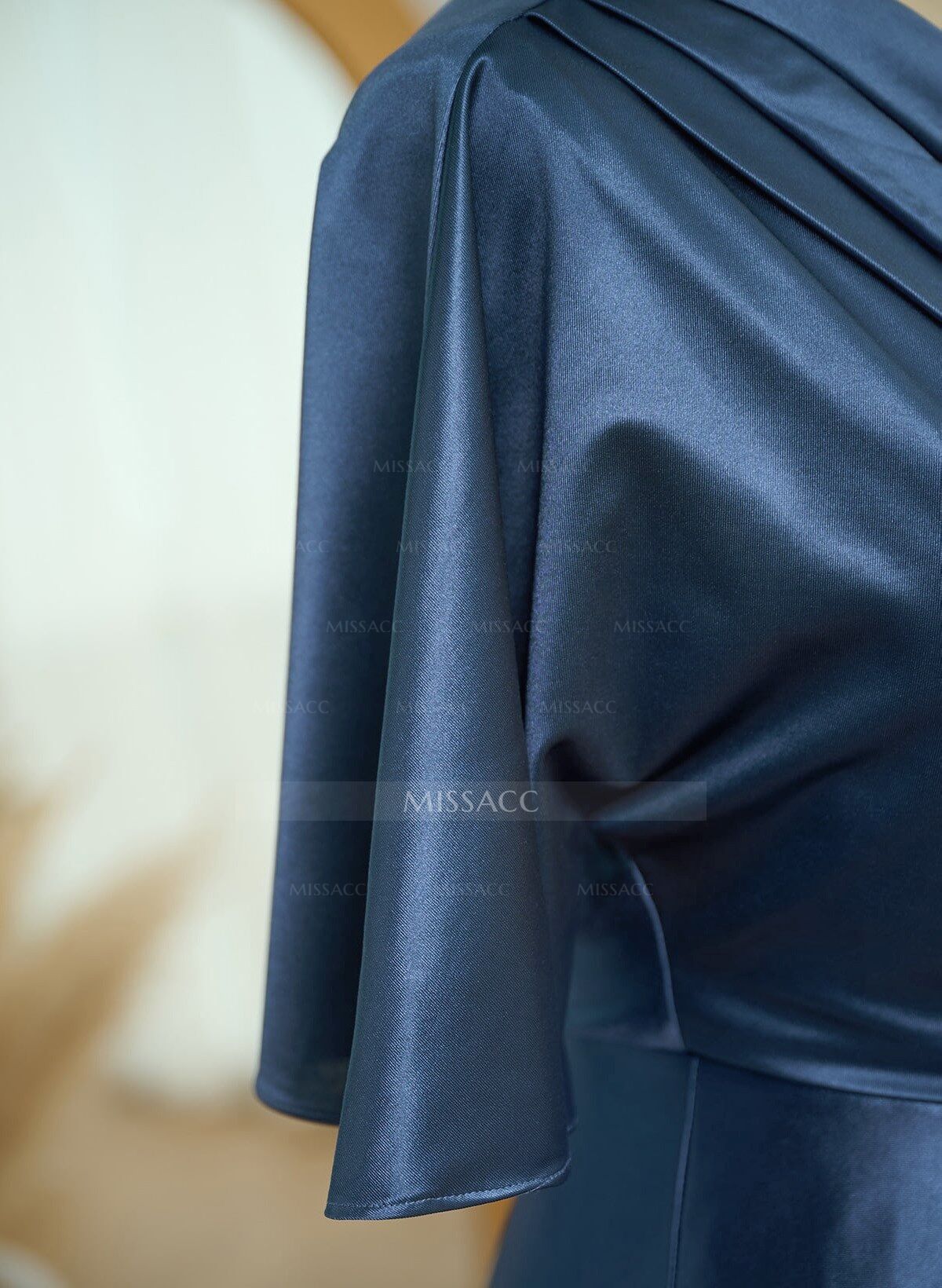 Sheath/Column One-Shoulder Stretch Satin Knit Evening Dresses With Ruffle