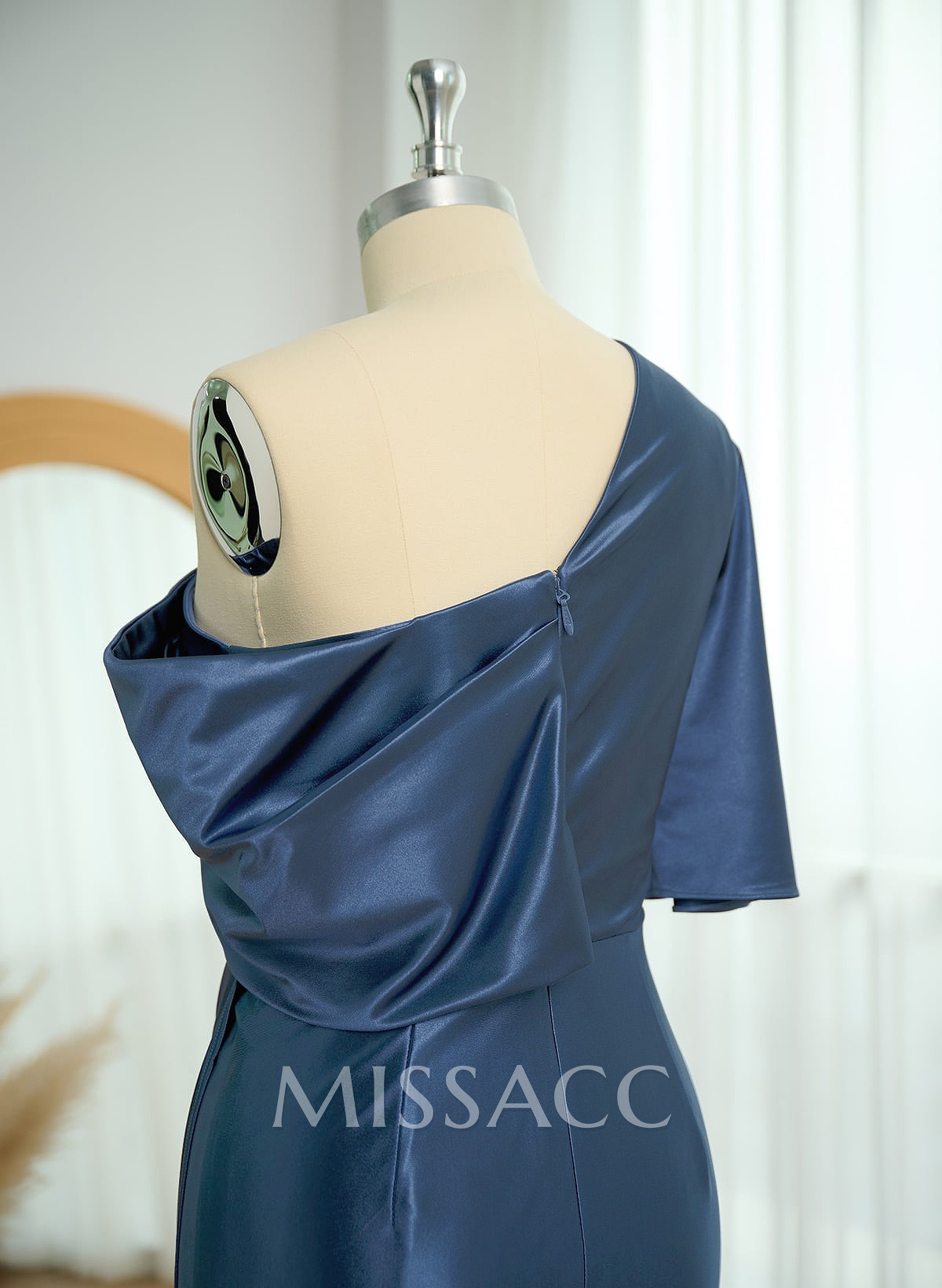 Sheath/Column One-Shoulder Stretch Satin Knit Evening Dresses With Ruffle Sheath/Column One-Shoulder Stretch Satin Knit Evening Dresses With Ruffle