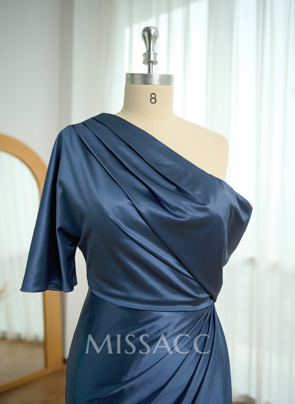 Sheath/Column One-Shoulder Stretch Satin Knit Evening Dresses With Ruffle Sheath/Column One-Shoulder Stretch Satin Knit Evening Dresses With Ruffle