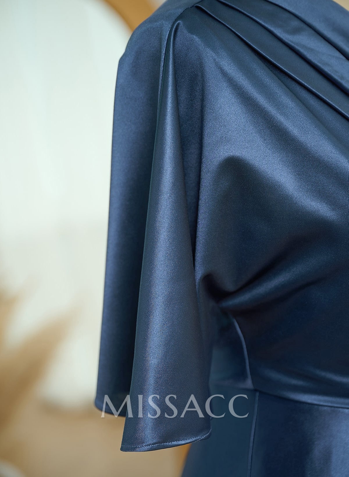 Sheath/Column One-Shoulder Stretch Satin Knit Evening Dresses With Ruffle Sheath/Column One-Shoulder Stretch Satin Knit Evening Dresses With Ruffle