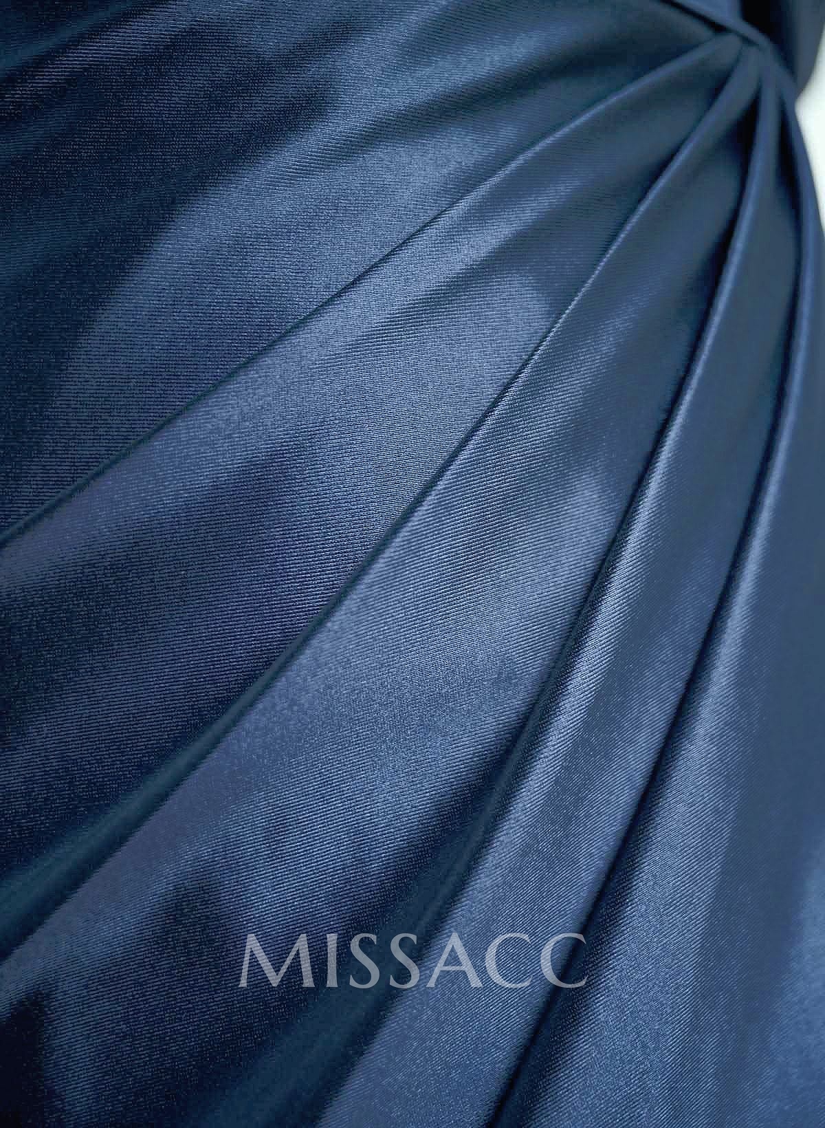 Sheath/Column One-Shoulder Stretch Satin Knit Evening Dresses With Ruffle Sheath/Column One-Shoulder Stretch Satin Knit Evening Dresses With Ruffle