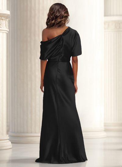 Sheath/Column Asymmetrical Neck Short Sleeves Evening Dresses