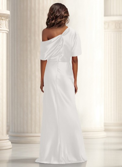 Sheath/Column Asymmetrical Neck Short Sleeves Evening Dresses