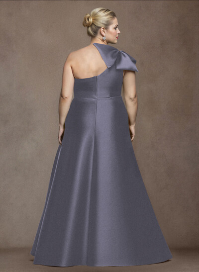 A-Line One-Shoulder Satin Evening Dresses With Bow(s)/Pockets