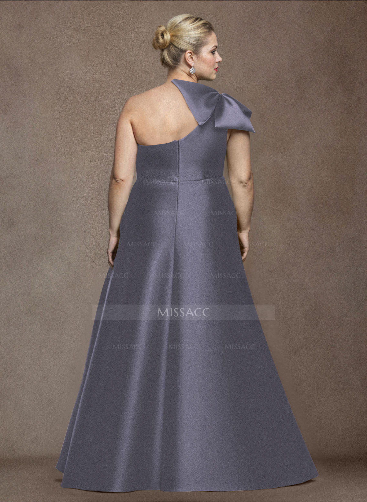 A-Line One-Shoulder Satin Evening Dresses With Bow(s)/Pockets