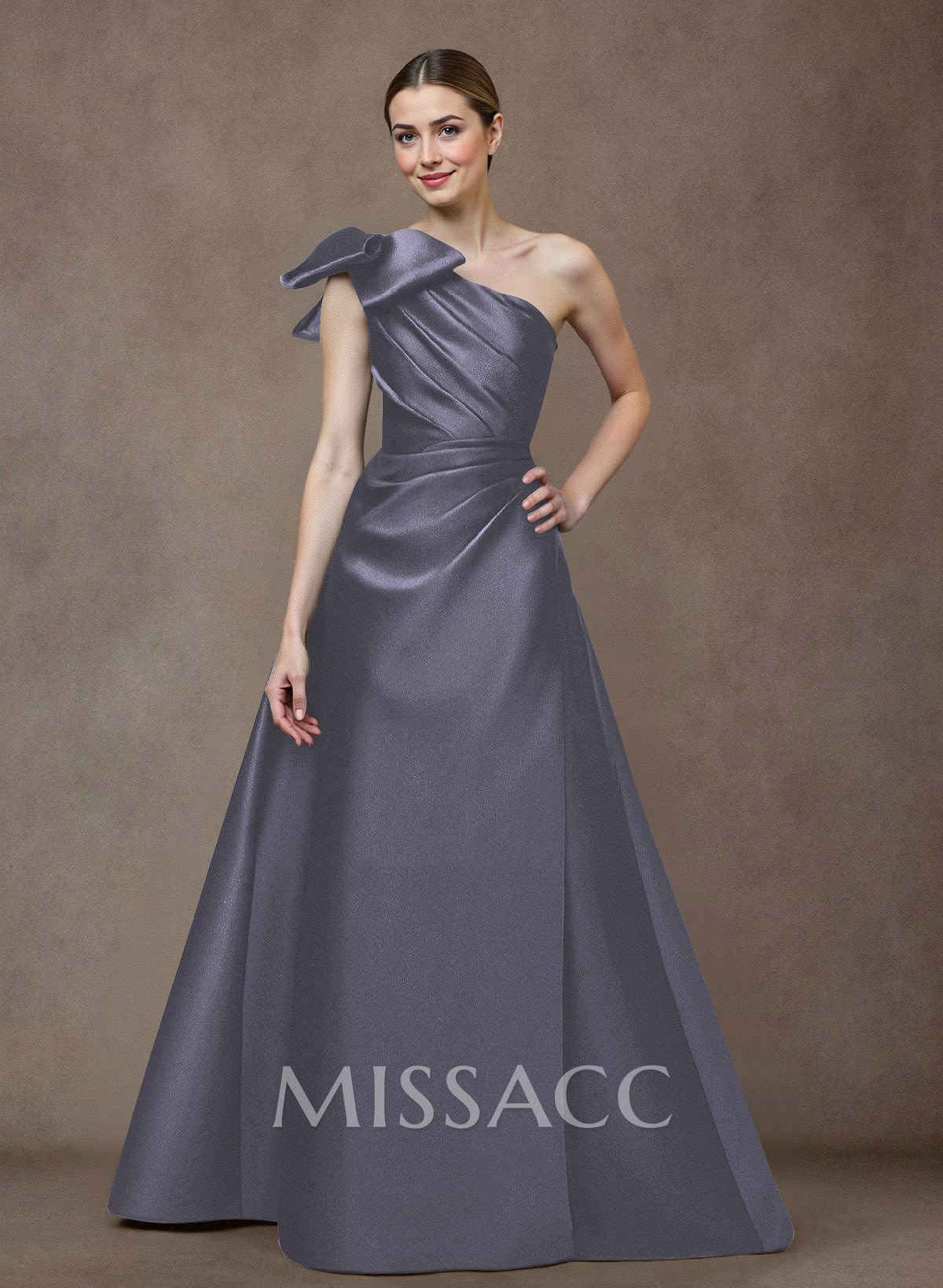 A-Line One-Shoulder Satin Evening Dresses With Bow(s)/Pockets A-Line One-Shoulder Satin Evening Dresses With Bow(s)/Pockets