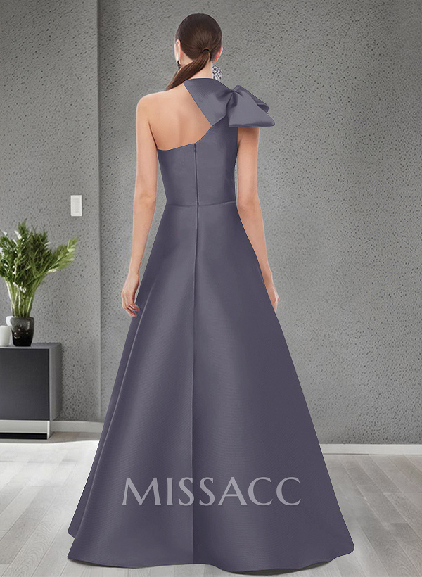 A-Line One-Shoulder Satin Evening Dresses With Bow(s)/Pockets A-Line One-Shoulder Satin Evening Dresses With Bow(s)/Pockets
