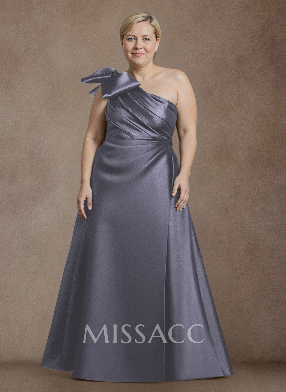 A-Line One-Shoulder Satin Evening Dresses With Bow(s)/Pockets A-Line One-Shoulder Satin Evening Dresses With Bow(s)/Pockets