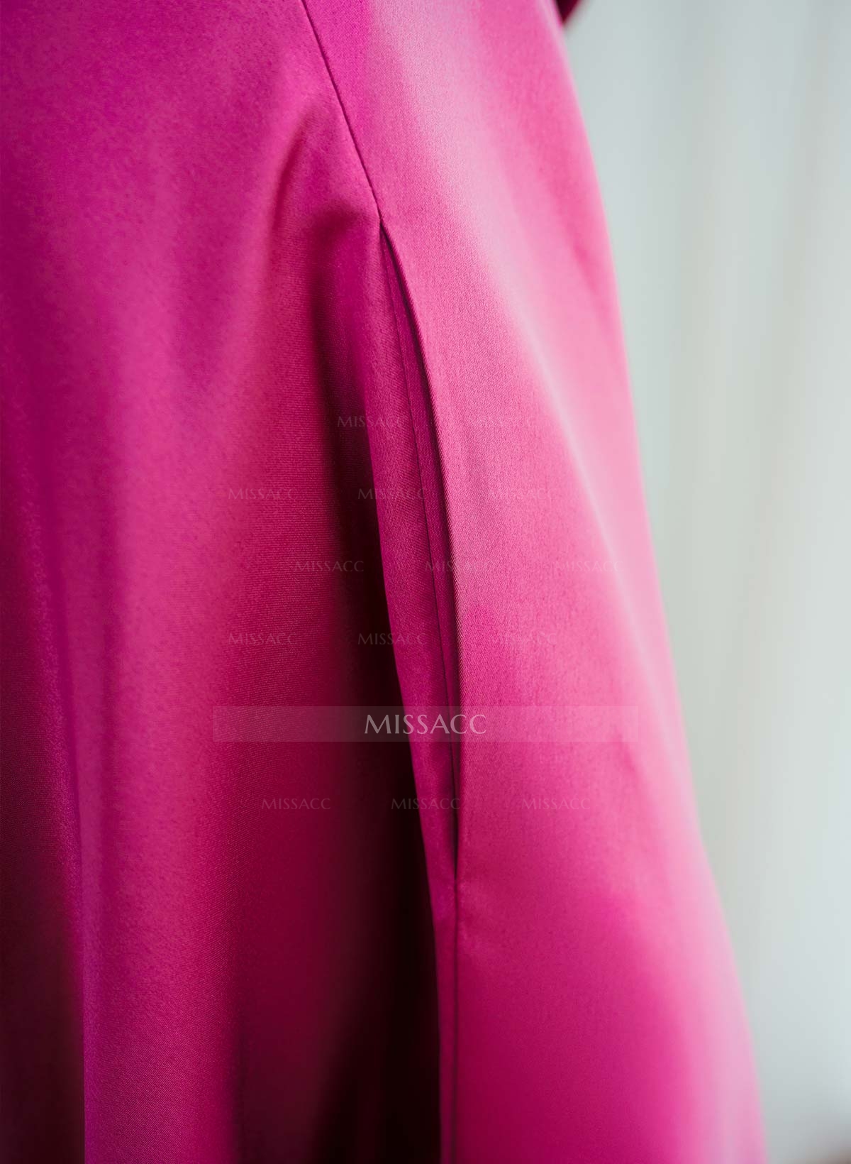 Modest A-Line V-Neck Bow Accented Satin Evening Dresses With Pockets