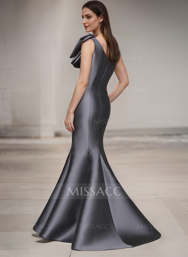 Trumpet/Mermaid One-Shoulder Satin Evening Dresses With Bow(s)