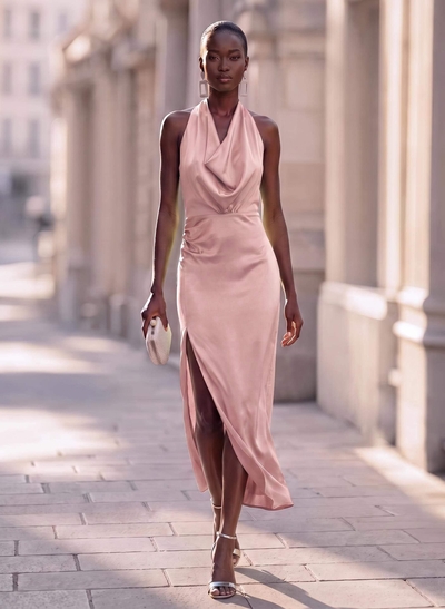 Sheath/Column Halter Sleeveless Ankle-Length Evening Dresses