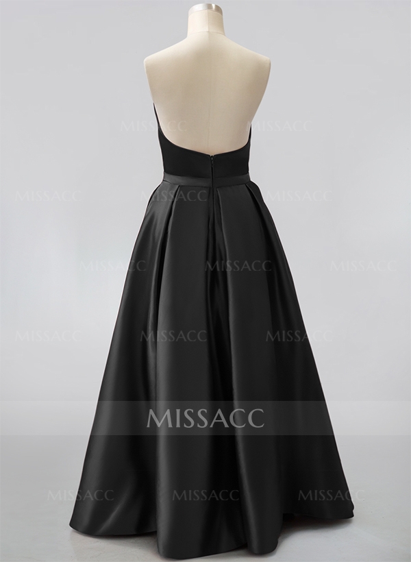 Ball-Gown Sleeveless Satin Floor-Length Evening Dresses