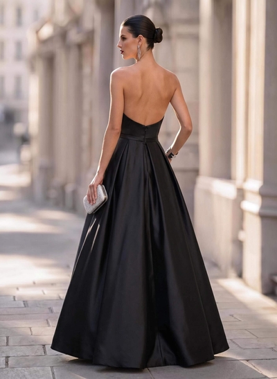 Ball-Gown Sleeveless Satin Floor-Length Evening Dresses