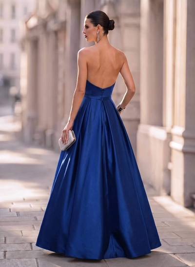 Ball-Gown Sleeveless Satin Floor-Length Evening Dresses