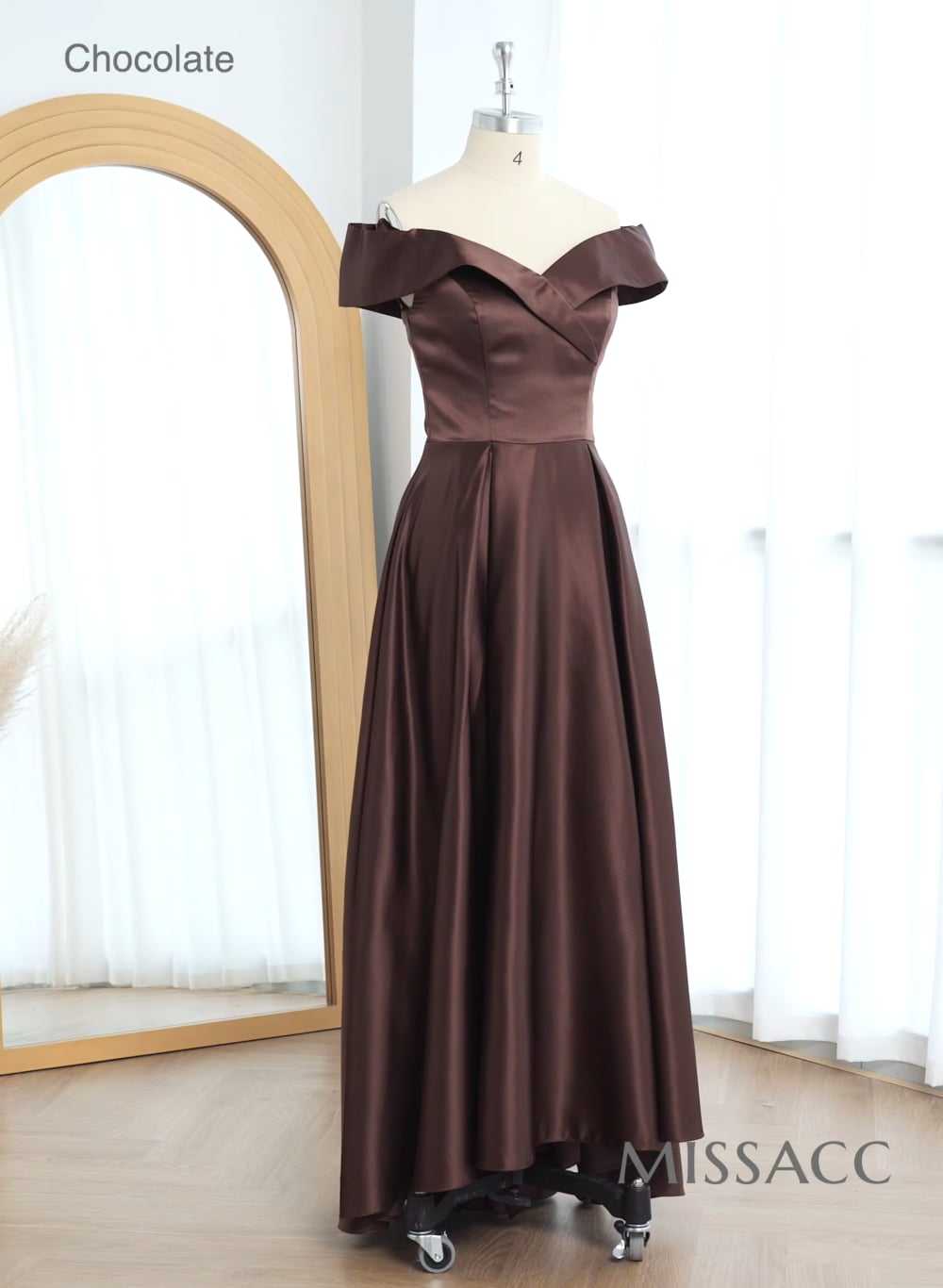 Blue Cap Shoulder Satin High Low Evening Dresses