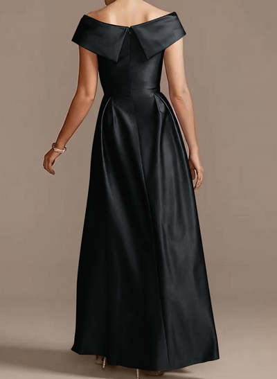 Blue Cap Shoulder Satin High Low Evening Dresses