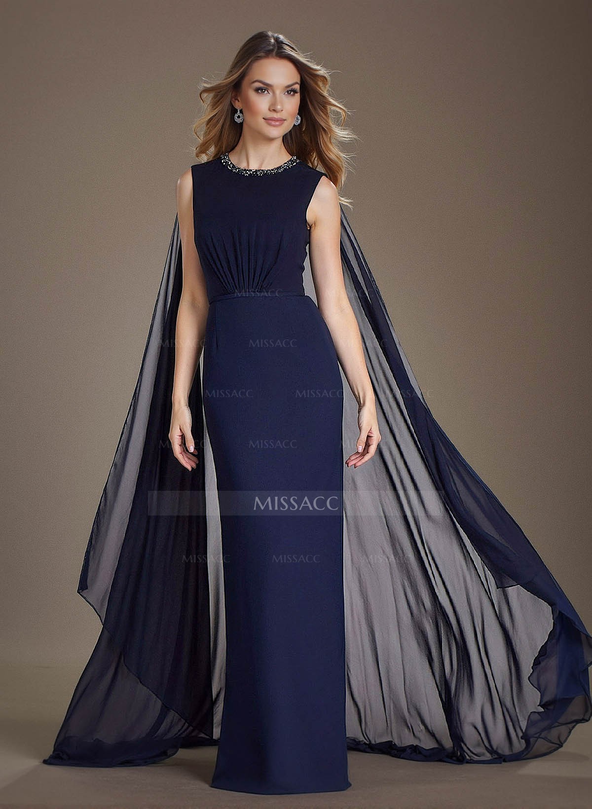 Sheath/Column Scoop Neck Elastic Satin Evening Dresses