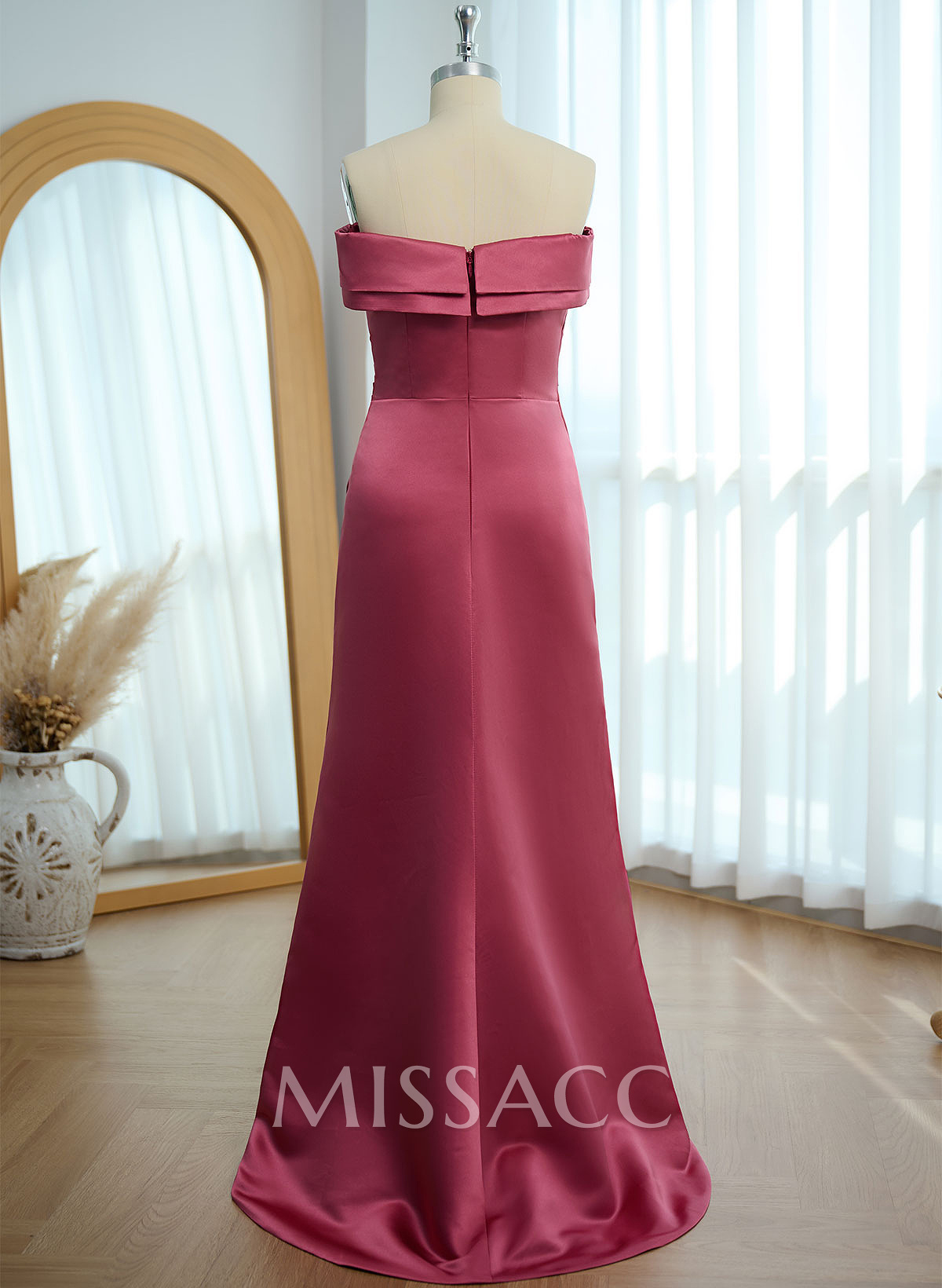 Sheath/Column Off-The-Shoulder Satin Evening Dresses With Split Front Sheath/Column Off-The-Shoulder Satin Evening Dresses With Split Front