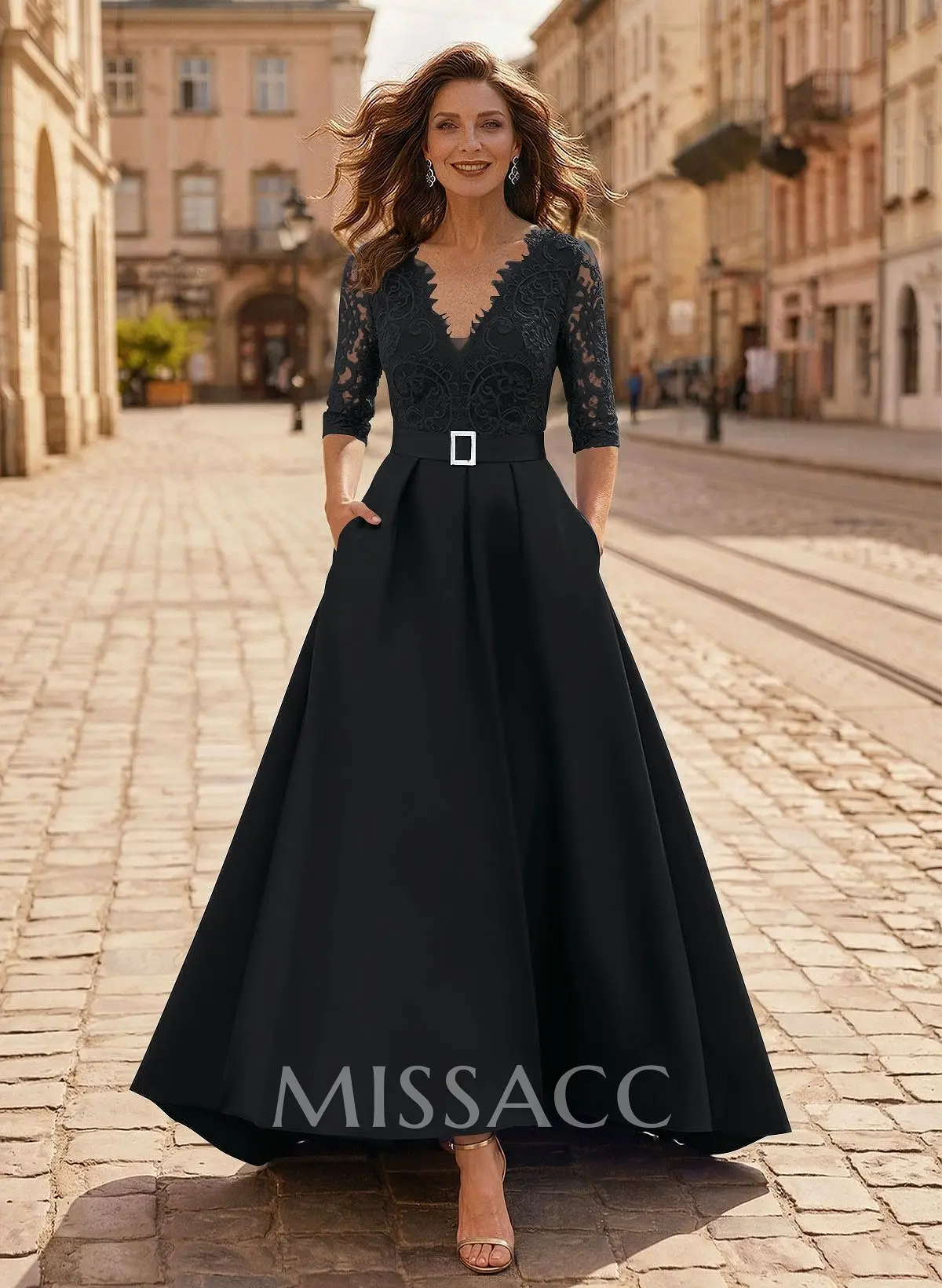 asymmetrical lace up dress Evening Long Sleeve Dress Asymmetric Lace Dress Size:UK 6 - (approx. US 2)