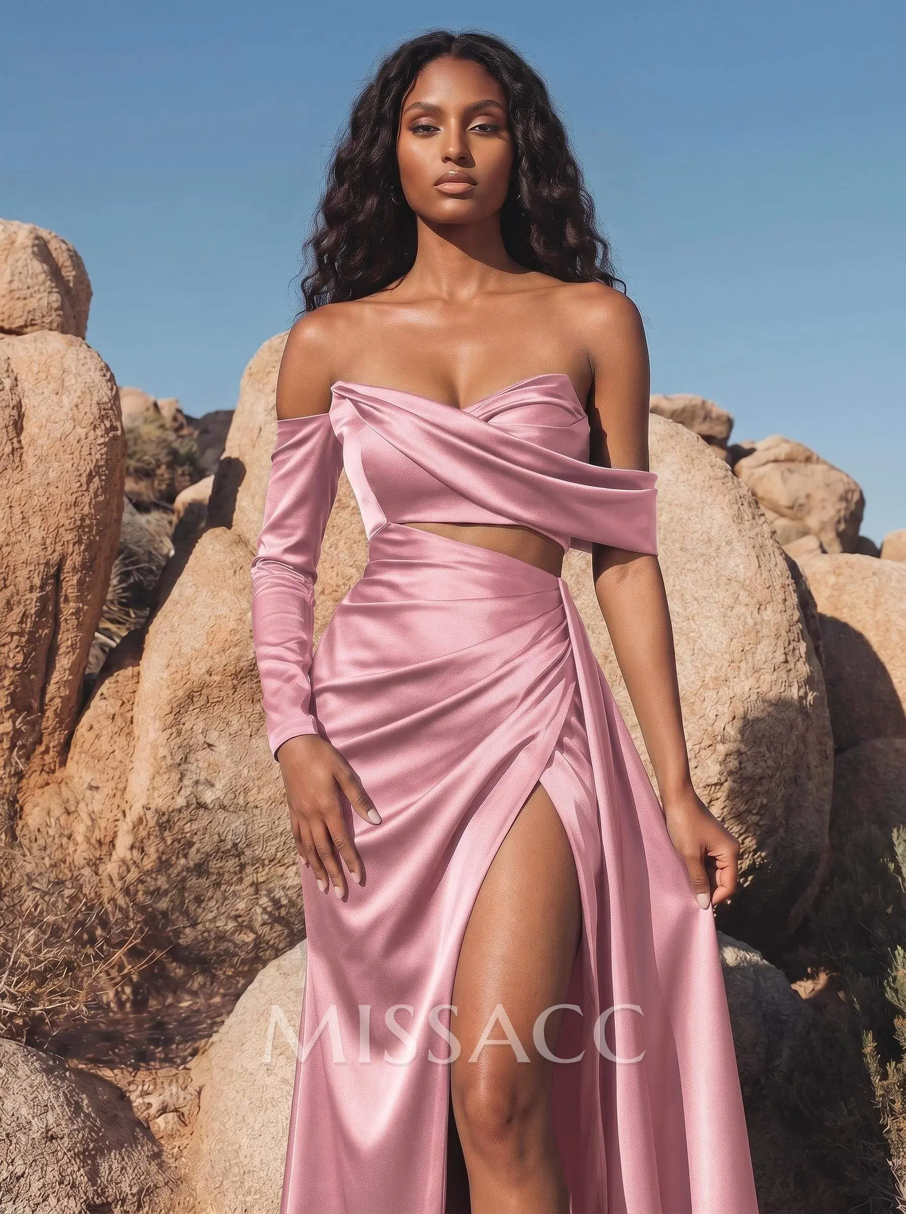 asymmetrical evening dress Green Satin Neck Sheath/Column Dresses With High Split making it the perfect Μέγεθος:One size Gemy maalouf Faviana halter Sydney's Closet Plus Size