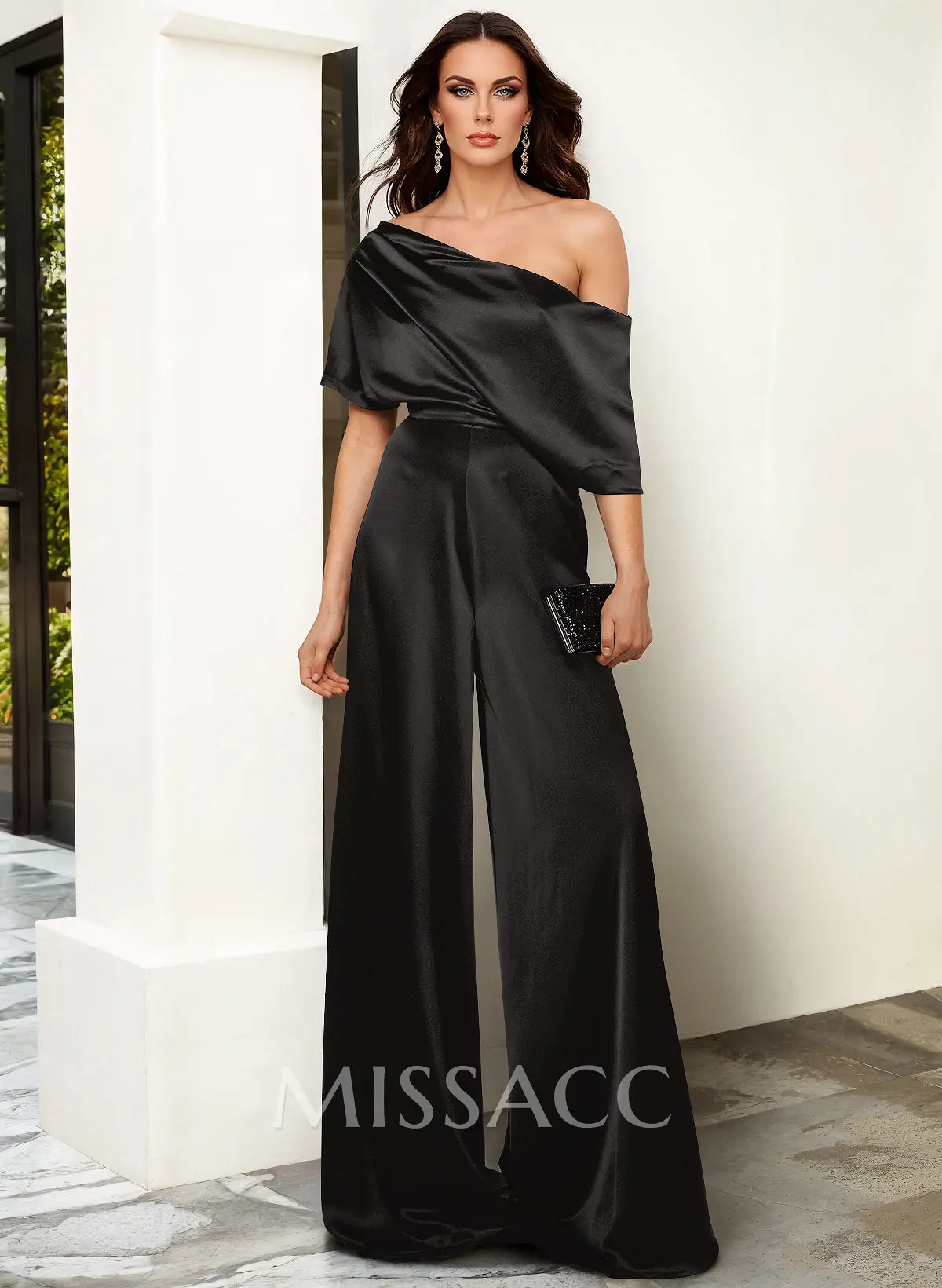 elegant jumpsuit dress Elegant Jewel Sleeveless Mermaid Soft Satin Long Matron of Jumpsuit For  Wedding