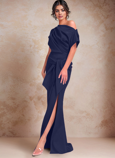 Simple Asymmetrical Neck Trumpet/Mermaid Evening Dresses With Split Front
