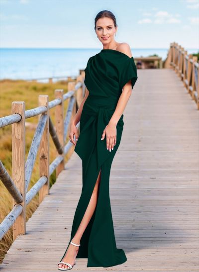 Simple Asymmetrical Neck Trumpet/Mermaid Evening Dresses With Split Front