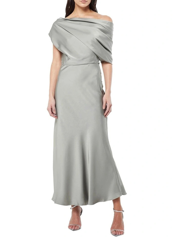 Sheath/Column One-Shoulder Sleeveless Silk Like Satin Mother Of The Bride Dresses