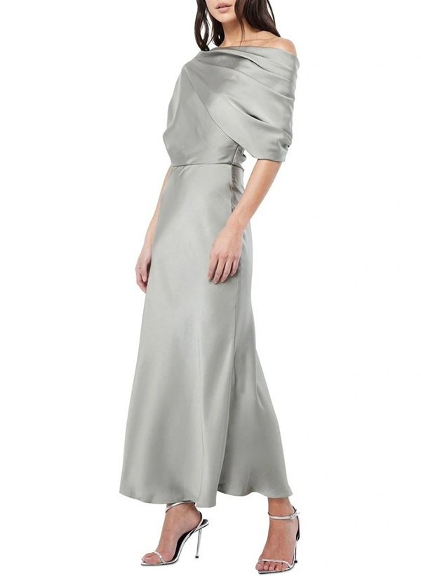 Sheath/Column Asymmetrical Neck Sleeveless Silk Like Satin Mother Of The Bride Dresses