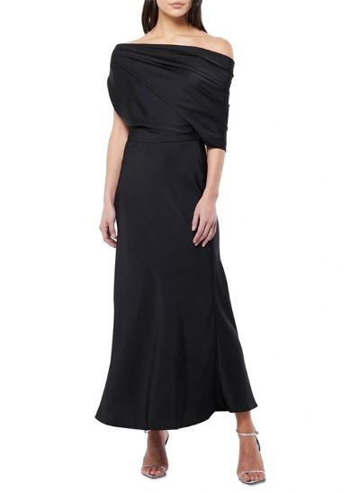 Sheath/Column Asymmetrical Neck Sleeveless Ankle-Length Silk Like Satin Evening Dresses