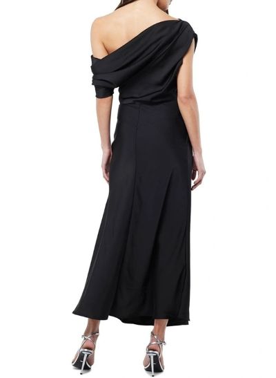 Sheath/Column Asymmetrical Neck Sleeveless Ankle-Length Silk Like Satin Evening Dresses