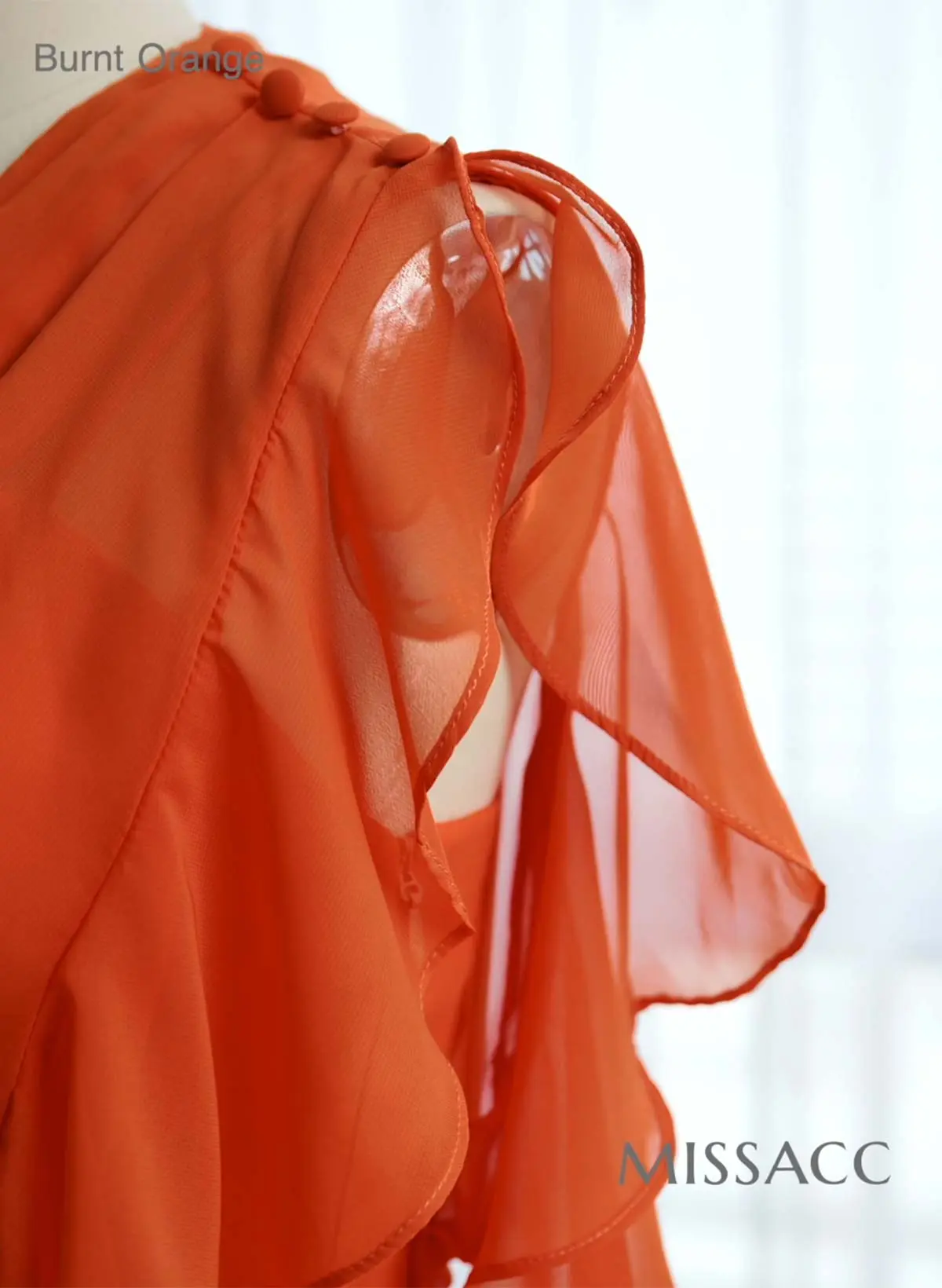 A-Line Cowl Neck Short Sleeves Chiffon Evening Dresses With Split Front