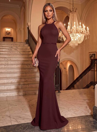 Trumpet/Mermaid Halter Sleeveless Elastic Satin Evening Dresses