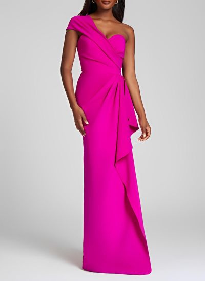 Sheath Sleeveless Floor-Length Elastic Satin Evening Dresses With Ruffle