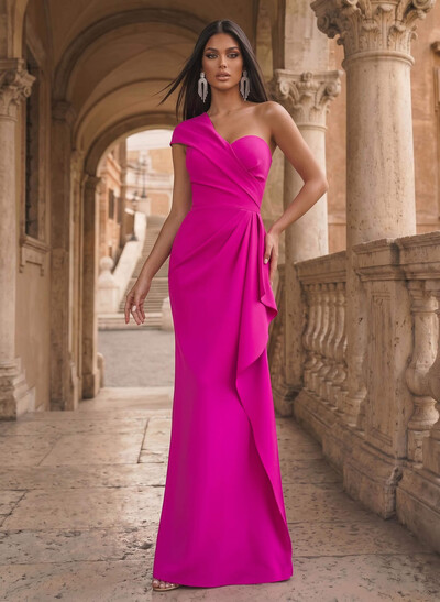 Sheath Sleeveless Elastic Satin Mother Of The Bride Dresses With Ruffle
