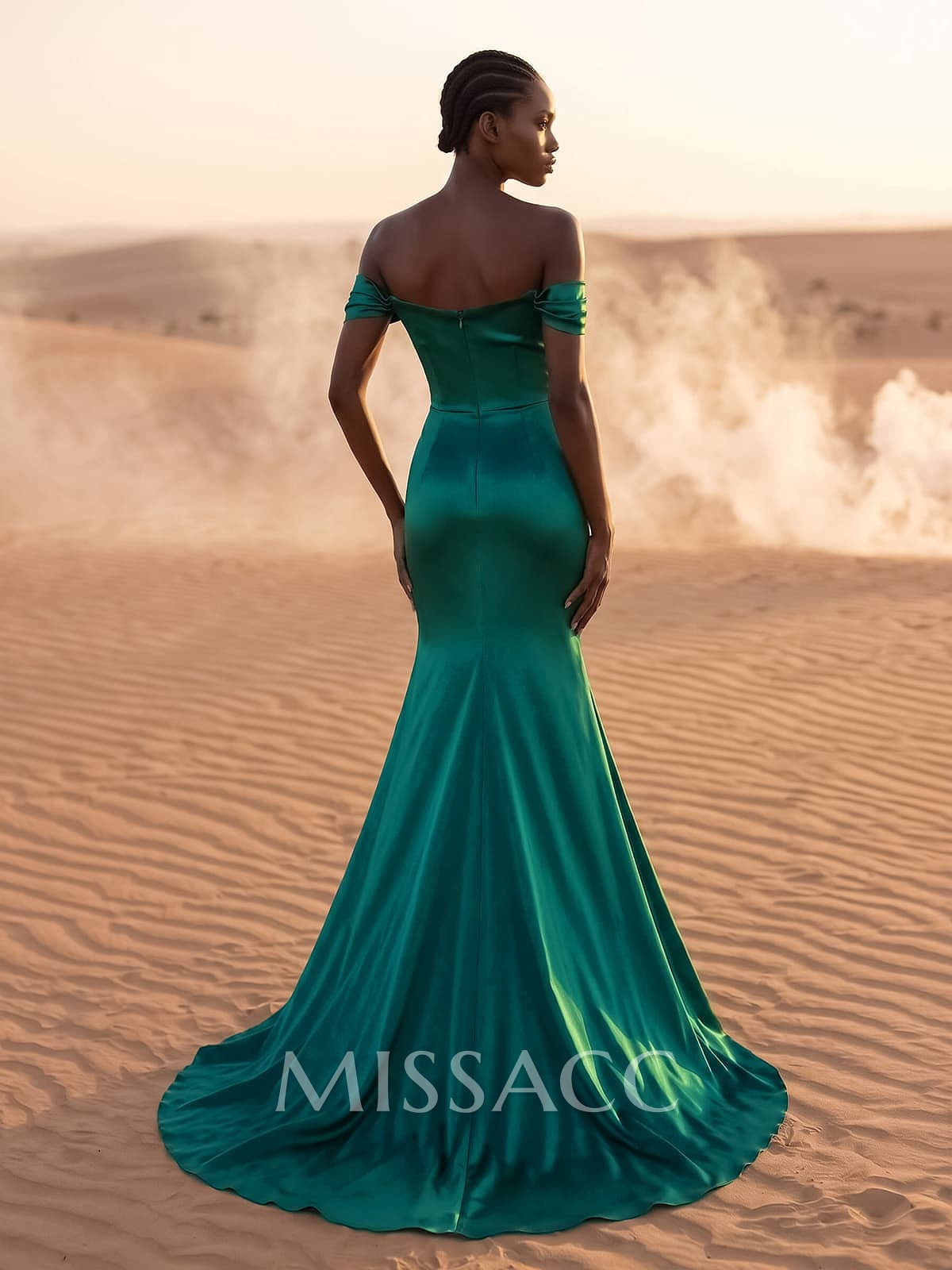 Beading Off-The-Shoulder High Slit Sheath/Column Evening Dresses