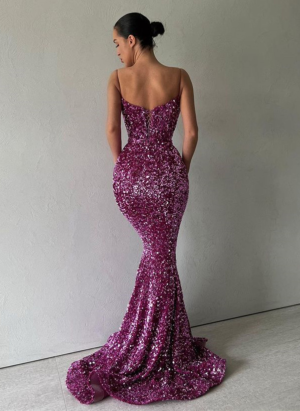 Sparkly Trumpet/Mermaid Spaghetti Straps Evening Dresses