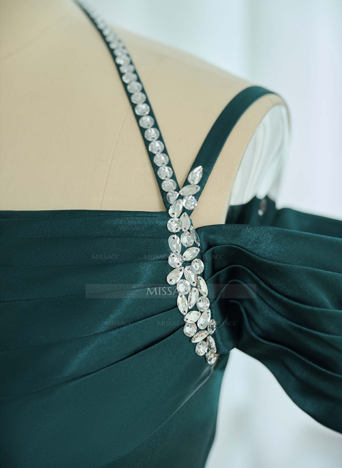 Black Slit Sparkly Long Evening Dresses With Charmeuse