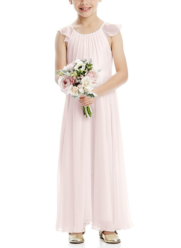 A-Line Scoop Neck Sleeveless Chiffon Flower Girl Dresses With Bow(s)