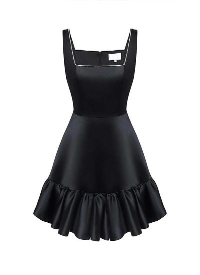 A-Line Square Neckline Sleeveless Short/Mini Satin Homecoming Dresses